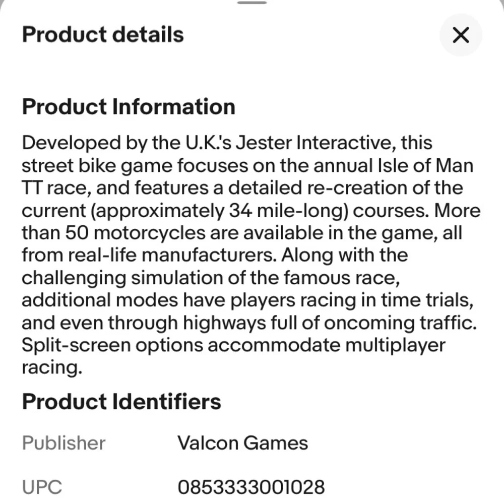 Suzuki TT Superbikes: Real Road Racing (Sony PlayStation 2, 2005) Ps2 game